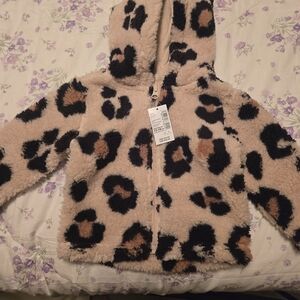 The Children's Place Cream and Black Fuzzy Puffer Jacket